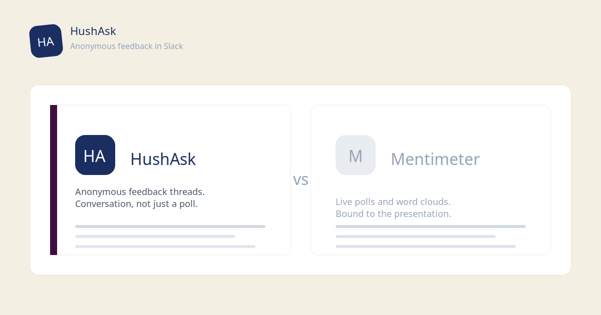 HushAsk vs Mentimeter: Live Polls vs Anonymous Feedback Threads